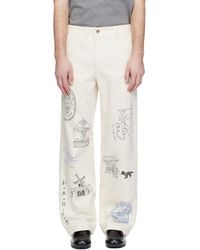 Maison Kitsuné - Off- Kuro Edition Handwritten Postcard Denim Trousers - Lyst