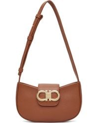Ferragamo - Tan Double Gancini Mini Shoulder Bag - Lyst