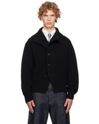 Dries Van Noten - Cardigan Épais Noir En Laine - Lyst