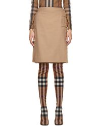 Burberry - Brown Pleated Midi Skirt - Lyst