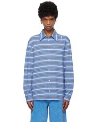 Marni - Polo À Manches Longues Bleu Et Blanc À Rayures - Lyst