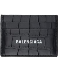 Balenciaga - Black Croc-embossed Card Holder - Lyst