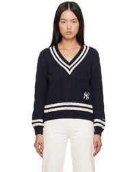 Sporty & Rich - '47 Edition Yankees Serif Cable Knit Sweater - Lyst