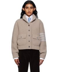 Thom Browne - Boiled Merino Wool 4-Bar Bomber Cardigan - Lyst