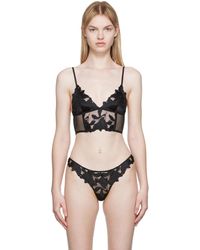 Womens Clothing Lingerie Lingerie and panty sets Fleur du Mal Lily Satin Embroidered Bodysuit in Black 
