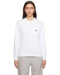 Carhartt - T-shirt à manches longues blanc à poche - Lyst