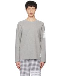 Thom Browne - Thom e t-shirt à manches longues gris à quatre rayures - Lyst