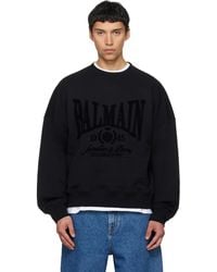 Balmain - Pull Molletonné Noir En Coton À Logo - Lyst