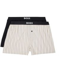 BOSS - Two-pack Black & Beige Boxers - Lyst
