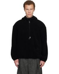 WOOYOUNGMI - Pull À Capuche Noir En Tricot Côtelé - Lyst