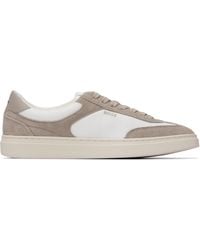 BOSS - Taupe Suede Trims Lace-Up Sneakers - Lyst