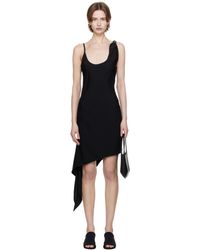 Courreges - Robe Midi Noire À Garniture De Style Foulard - Lyst