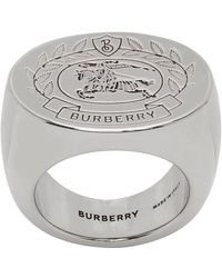 Burberry - Silver Ekd Ring - Lyst