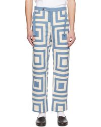 Bode - Blue & Off-white House Steps Trousers - Lyst