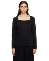 Issey Miyake - Black Tucked Square Long Sleeve T-shirt - Lyst