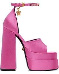 Versace - Pink Medusa Aevitas Platform Heeled Sandals - Lyst