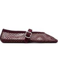 Alaïa - Burgundy Strass Fishnet Ballerina Flats - Lyst