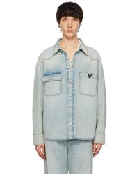 Valentino - Chemise bleue en denim à poche plaquée - Lyst