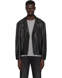BOSS - Zip Pocket Leather Biker Jacket - Lyst