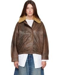 R13 - Removable Collar Leather Bomber Jacket - Lyst