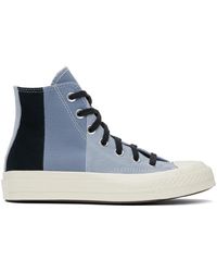 Converse - Baskets chuck 70 bleu et noir en suède à patchwork - Lyst