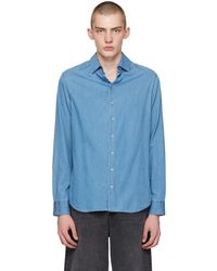 Giorgio Armani - Spread Collar Denim Shirt - Lyst