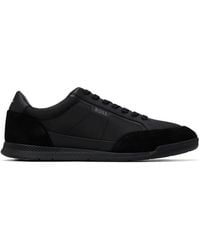 BOSS - Suede-Trim Ribbed Sole Sneakers - Lyst