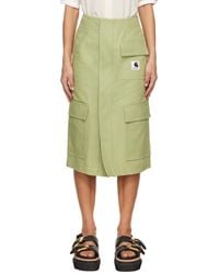 Sacai - Khaki Asymmetric Midi Skirt - Lyst