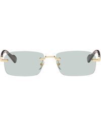 Gucci - Gold & Burgundy Rimless Sunglasses - Lyst