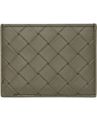 Bottega Veneta - Khaki Intrecciato Stamp Credit Card Holder - Lyst