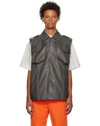 Feng Chen Wang - Vented Faux-Leather Vest - Lyst