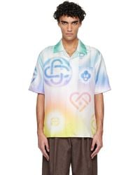 CASABLANCA - Halftone Logo Short Sleeve Silk Shirt - Lyst