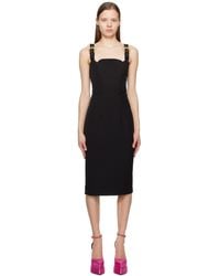 Versace - Black Pin-buckle Midi Dress - Lyst