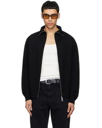 Courreges - Cardigan Noir En Laine À Glissière - Lyst