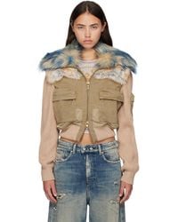 DIESEL - Khaki Rib-Knit Bomber Jacket - Lyst