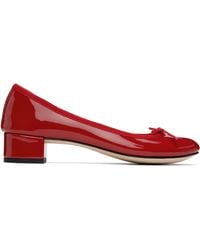 Repetto - Chaussures De Style Ballerine À Talon Bottier Camille Rouges - Lyst