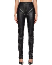 Mugler - Zip-embellished Leather Trousers - Lyst