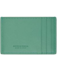 Bottega Veneta - Porte-cartes vert en cuir tissé façon intrecciato - Lyst