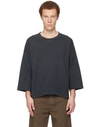 Visvim - Pull Molletonné Surdimensionné Noir À Manches Trois-Quarts - Lyst