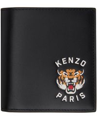 KENZO - Black Paris Mini Varsity Leather Wallet - Lyst