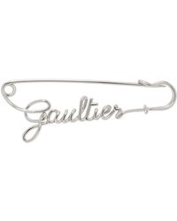Jean Paul Gaultier - Broche en forme d'épingle de sureté argentée à logo - tattoo - Lyst