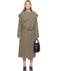 Y's Yohji Yamamoto - Taupe Collarless Trench Coat - Lyst