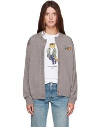 Maison Kitsuné - Taupe Double Fox Head Comfort Cardigan - Lyst