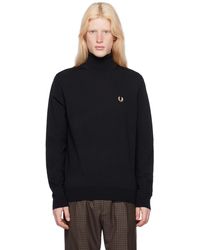 Fred Perry - Black Embroidered Turtleneck - Lyst