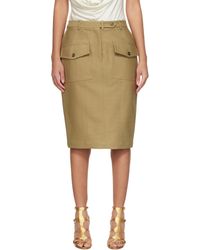 Tom Ford - Khaki Patch Pocket Midi Skirt - Lyst