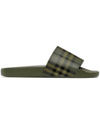 Burberry Check Print Slides in Blue/Black (Blue) for Men - Save 36% | Lyst