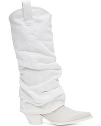 R13 - Mid Cowboy Denim Sleeve Boots - Lyst