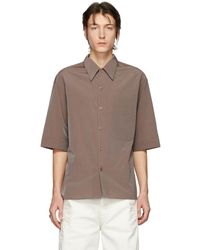 Lemaire Taupe Convertible Collar Short Sleeve Shirt - Brown
