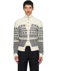 Dries Van Noten - Cardigan Blanc Cassé En Laine À Motif En Jacquard - Lyst