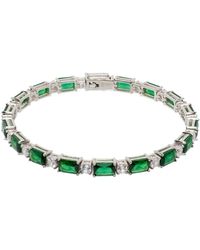 Hatton Labs - Bracelet de tennis argenté et vert à ornements facettés taille émeraude - Lyst